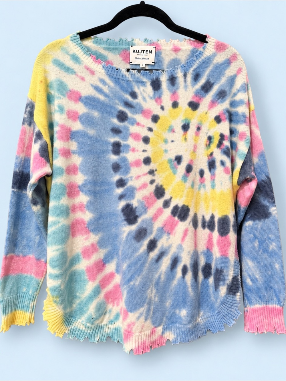 KUJTEN Paris Mela Sunny Rainbow Sky 100% Cashmere Sweater Size 3 (M/L) Luxury
